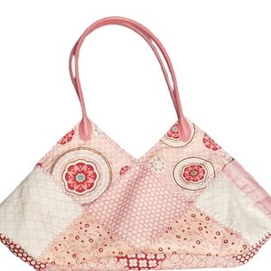 Boho Patchwork Handmade Purse Handbag Pink Cream Red